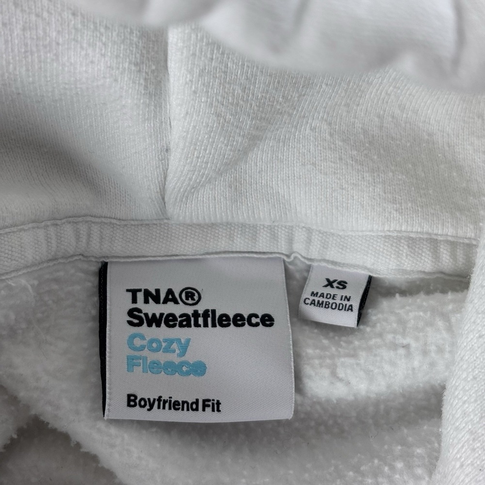TNA Sweatfleece Cozy Fleece Pullover Hoodie White Womens XS Boyfriend Fit‎ - Picture 6 of 11